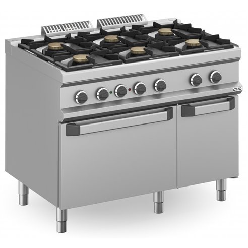 MBM- Cocina a gas 6 fuegos 6x5,5 Kw con Horno Eléctrico Estático MFB711AFEXS MAGISTRA PLUS 700