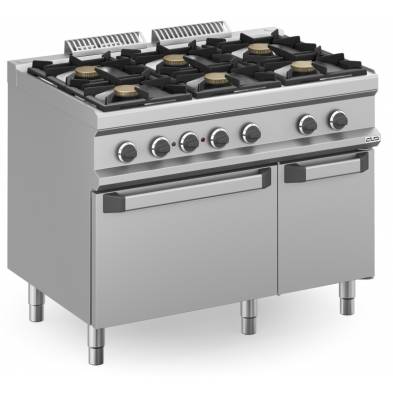 MBM- Cocina a gas 6 fuegos 6x7 Kw con Horno Eléctrico Estático MFB711AFEXL MAGISTRA PLUS 700