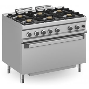 Cocina a gas 6 fuegos 6x5,5 Kw con Horno EXTRA GRANDE a Gas MFB711FGMXS MAGISTRA PLUS 700