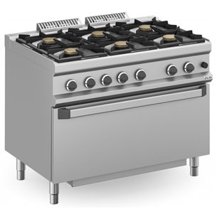 Cocina a gas 6 fuegos 6x7 Kw con Horno EXTRA GRANDE a Gas MFB711FGMXL MAGISTRA PLUS 700