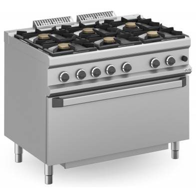 MBM- Cocina a gas 6 fuegos 6x7 Kw con Horno EXTRA GRANDE a Gas MFB711FGMXL MAGISTRA PLUS 700