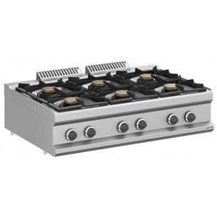 MBM- Cocina a gas 6 fuegos 6x5,5 Kw Sobremesa MFB711TXS MAGISTRA PLUS 700