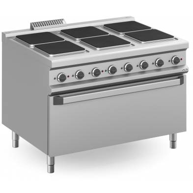 MBM- Cocina Eléctrica 6 zonas Cuadradas con Horno Eléctrico EXTRA GRANDE MPQ912FEM MAGISTRA PLUS 900