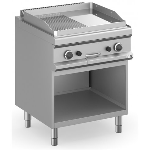 MBM- Frytop a gas 70 cm Placa Lisa - Ranurada Cromo Duro con Mueble MFTG77ALRC MAGISTRA PLUS 700