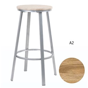 Hobeto- Taburete de bar Titán Estructura Gris Asiento Roble Claro A2