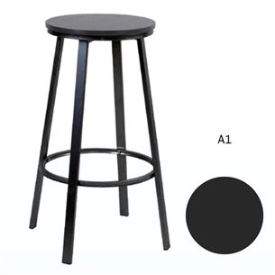Hobeto- Taburete de bar Titán Estructura negra Asiento Negro A1
