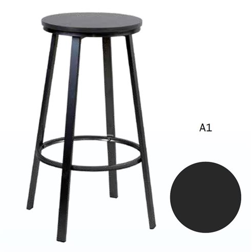 Hobeto- Taburete de bar Titán Estructura negra Asiento Negro A1