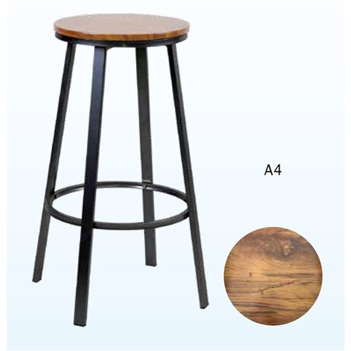Hobeto- Taburete de bar Titán Estructura negra Asiento Nogal A4
