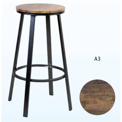 Taburete de bar Titán Estructura negra Asiento Wengé A3