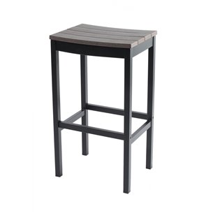 Hobeto- Taburete bar aluminio negro y lamas de Polywood Color Nogal Oscuro HOBETO FORIS