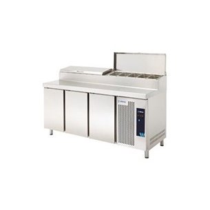 Mesa Refrigerada para Preparación de Ensaladas y Pizzas 3 Puertas 9 Cubetas Serie GN 1/1 MPGE2-180-I HC GN1/3 Edenox