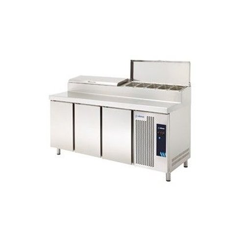 Edenox- Mesa Refrigerada para Preparación de Ensaladas y Pizzas 3 Puertas 9 Cubetas Serie GN 1/1 MPGE2-180-I HC GN1/4 Edenox