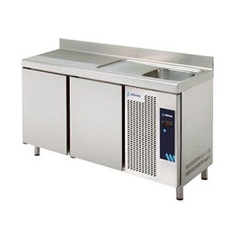 Edenox- Mesa Refrigerada Gastronorm con Fregadero Serie GN 1/1 2 Estantes 2 Puertas Opacas 290 litros MPGF-135 HC Edenox