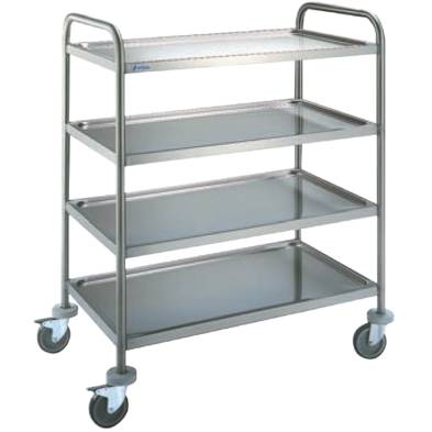 Edenox- Carro De Servicio con 4 Estantes Estándar Reforzado de Acero Inoxidable CER-1064 Edenox
