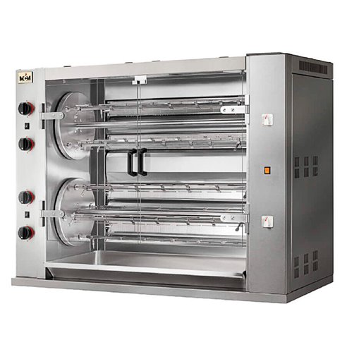 MCM- Asador de Pollo Multi-rotativo a Gas 8 Espadas 48 Pollos 1395x660x1061h mm 8MR MCM
