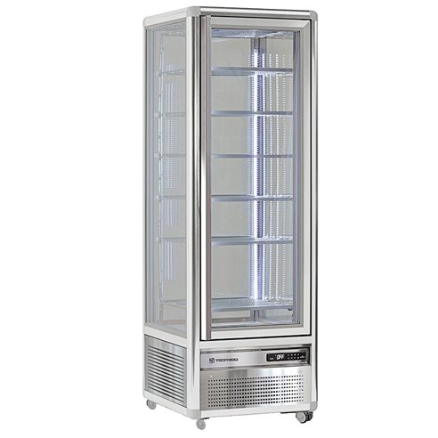 Armario Expositor de Congelación Pastelería 400 Litros 4 Caras 1 Puerta de Cristal 595x658x1815h mm Snelle 400 GBT New Eurofred