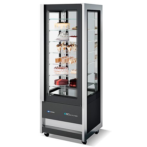 Armario Expositor de Congelación Pastelería 373 Litros 4 Caras 1 Puerta de Cristal 750x745x2062h mm RS 75 BT Eurofred