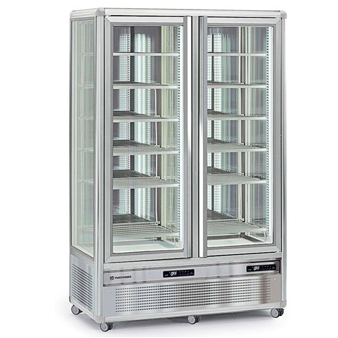 Armario Expositor de Congelación Pastelería 750 Litros 4 Caras 2 Puertas de Cristal 1145x658x1810h mm SNELLE 750 GBT New Eurofre