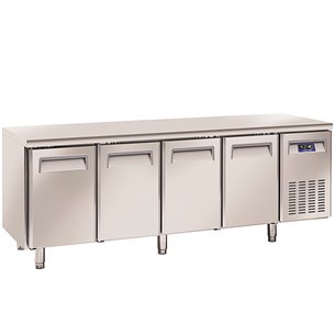 EUROFRED- Mesa de Congelación Serie GN 1/1 Sin Peto 4 Puertas Opacas 3 Estantes 570 Litros QN 4100 Eurofred