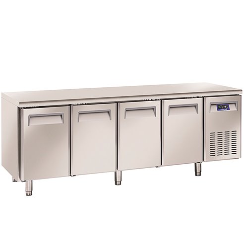 EUROFRED- Mesa de Congelación Serie GN 1/1 Sin Peto 4 Puertas Opacas 3 Estantes 570 Litros QN 4100 Eurofred