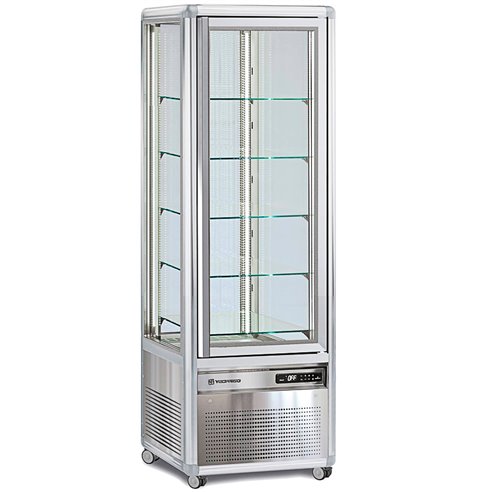 Armario Expositor de Refrigeración Bitemperatura Pastelería 350 Litros 4 Caras 1 Puerta de Cristal 595x658x1810h mm Snelle 350 B