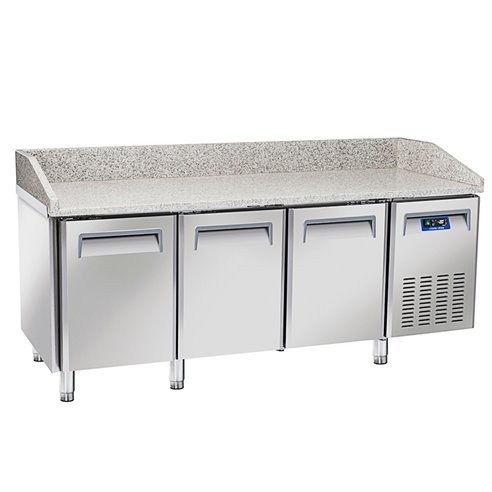 EUROFRED- Mesa Refrigerada para Pizza con Encimera de Granito Serie QZ 3 Puertas Opacas QZ 30 Eurofred