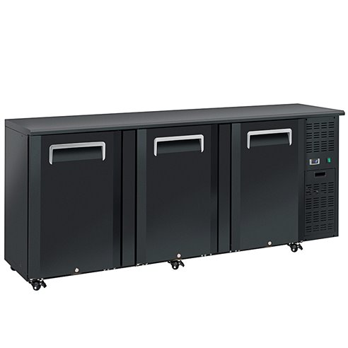 EUROFRED- Mostrador Horizontal de Refrigeración Negro 500 Litros 3 Puertas Opaca 2085X515X860h mm QB300 Eurofred