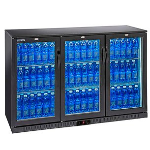 EUROFRED- Mostrador Horizontal de Refrigeración Negro 320 Litros 3 Puertas Cristal 1350x520x900h mm BBC 330H Eurofred