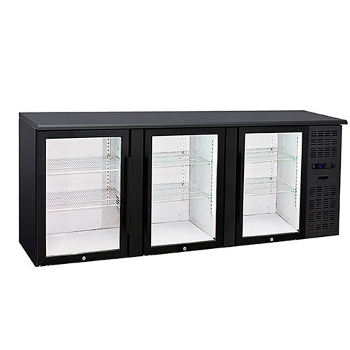 Mostrador Horizontal de Refrigeración 500 Litros 3 Puertas de Cristal 2085X535X860h mm QBG300 Eurofred