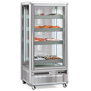 Armario Expositor Refrigerado  Especial Pescado 650 Litros 4 Caras 1 Puerta de Cristal 855x730x1810h mm Exponorm 650 P Eurofred