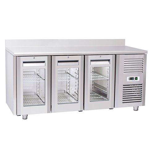 EUROFRED- Mesa Refrigerada Serie GN 1/1 3 Puertas de Cristal 6 Estantes 400 Litros QRG 3200 Eurofred