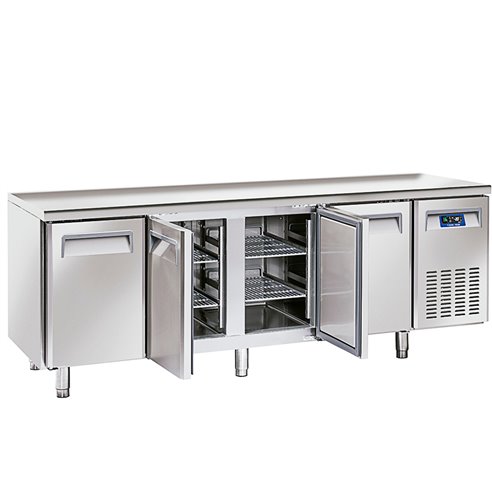 EUROFRED- Mesa Refrigerada Serie GN 1/1 Sin Peto 4 Puertas Opaca 3 Estantes 570 Litros QR 4100 Eurofred