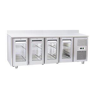 Mesa Refrigerada Serie GN 1/1 4 Puertas de Cristal 8 Estantes 570 Litros QRG 4200 Eurofred