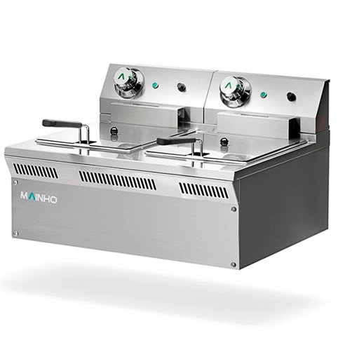 Mainho- Freidora Eléctrica 2 Cubas 8+8 Litros sin Grifo de Vaciado Serie Eco-Line 300x500x240h mm MAINHO ELF-62 EM