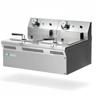 Freidora Eléctrica 2 Cubas 8+8 Litros sin Grifo de Vaciado Serie Eco-Line 300x500x240h mm MAINHO ELF-62 EM 