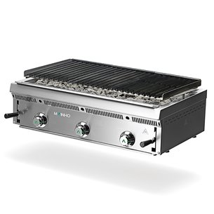 Parrilla en Acero Pavonado a Gas de Piedra Volcánica Serie Bras Grill 900x550x255h mm MAINHO PB-90 