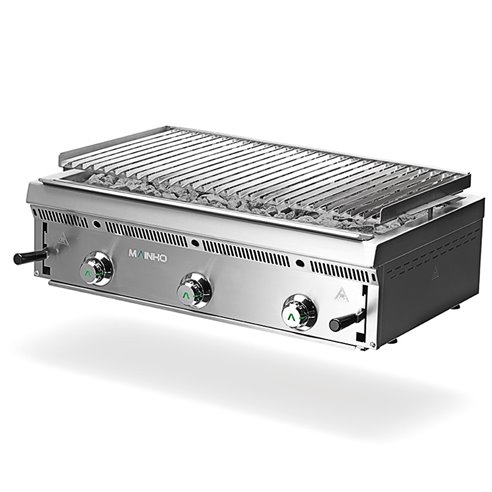 Parrilla en Acero Inoxidable a Gas de Piedra Volcánica Serie Bras Grill 1140x550x255h mm MAINHO PBI-120 