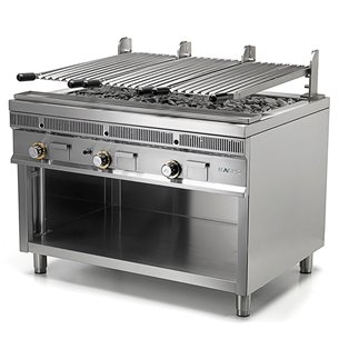 Parrilla de Acero Inoxidable a Gas de Piedra Volcánica Modular  Serie Royal Grill 800x900x850h mm MAINHO PSI-80 