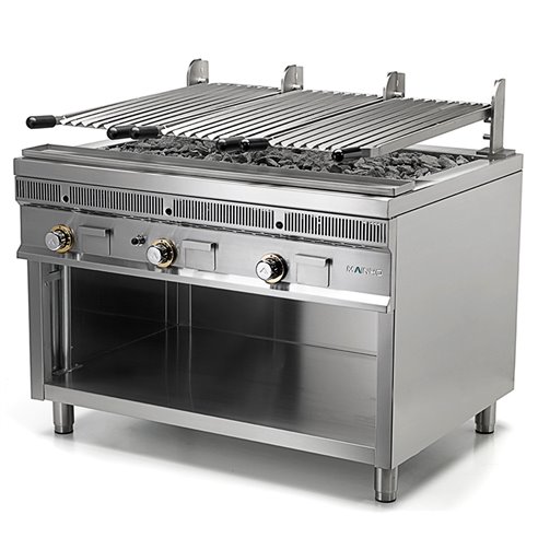 Mainho- Parrilla de Acero Inoxidable a Gas de Piedra Volcánica Modular Serie Royal Grill 800x900x850h mm MAINHO PSI-80