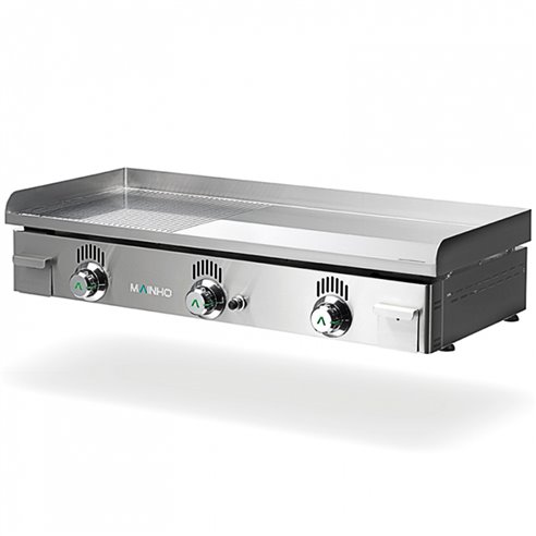 Mainho- Plancha a Gas Acero Rectificado Placa 1/2 Lisa 1/2 Ranurada Serie Novo-Snack 1000x440x180h mm MAINHO NSR-100N