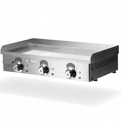 Mainho- Plancha Eléctrica Cromo Duro Placa 1/2 Lisa 1/2 Ranurada Serie Novo-Crom 800x440x180h mm MAINHO NCREM-80N