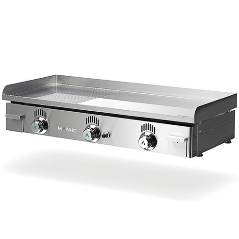 Mainho- Plancha a Gas Cromo Duro Placa 1/2 Lisa 1/2 Ranurada Serie Novo-Crom 1000x440x180h mm MAINHO NCR-100N