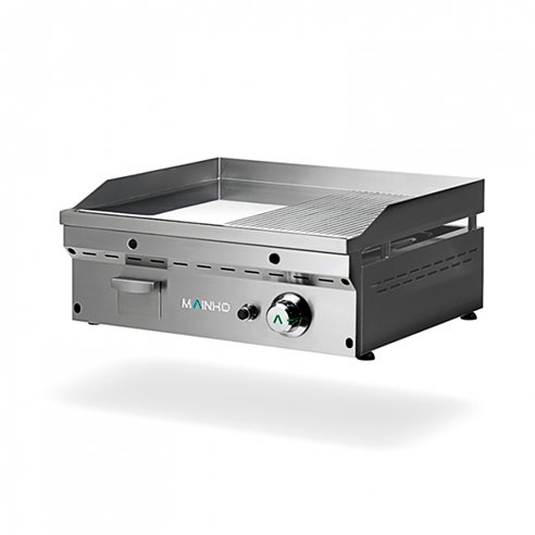 Mainho- Fry-Top a Gas Cromo Duro Placa 1/2 Lisa 1/2 Ranurada Serie Full-Crom 605x560x225h mm MAINHO FCR-60