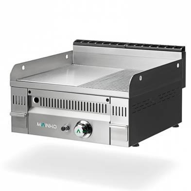 Mainho- Fry-Top a Gas Acero Rectificado Placa Ranurada Serie Euro-Snack 600x600x250h mm MAINHO PLRR-60 N