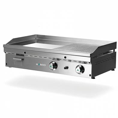 Mainho- Fry-Top a Gas Cromo Duro Placa 1/2 Lisa 1/2 Ranurada Serie Full-Crom 905x560x225h mm MAINHO FCR-90