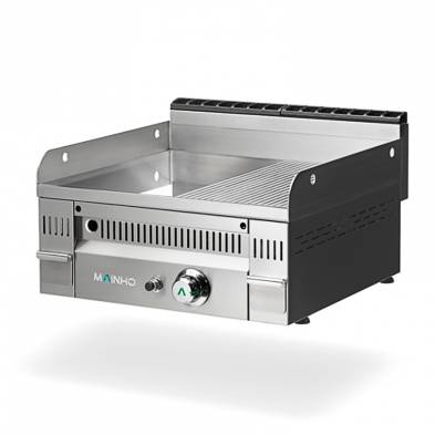 Mainho- Fry-Top a Gas Cromo Duro Placa 1/2 Lisa 1/2 Ranulada Serie Euro-Crom 910x600x250h mm MAINHO PCR-90 N