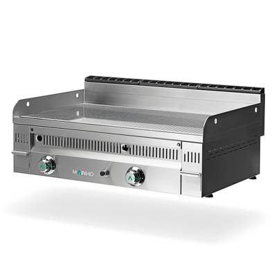 Mainho- Fry-Top a Gas Acero Rectificado Placa Ranurada Serie Euro-Snack 1210x600x250h mm MAINHO PLRR-120 N