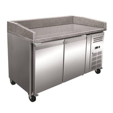 Mesa Euronorm 2 Puertas Preparación Pizzas con Encimera de Granito de 1515 x800 x1000h mm PEKIN PZ2600TN