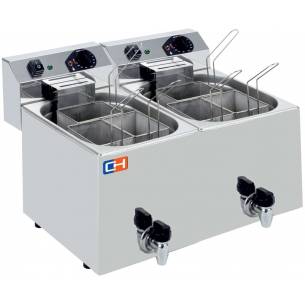 Cuecepasta Eléctrico Profesional 7+7 litros con 3+3 cestas 530x460x370h mm CP77L