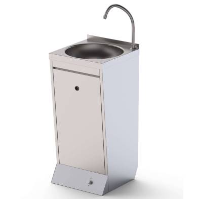 Lavamanos De Pie Acero Inoxidable Con Pulsador automezclador 400x400x850h mm HWF14040001